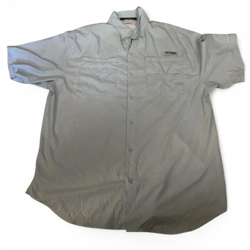 Columbia Men’s Tamiami Omni Wick UPF 40 Light Blue Short Sleeve Fishing Shirt XL